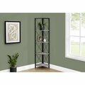 Daphnes Dinnette 60 in. Bookcase with Metal Corner Etagere, Grey & Black DA2433101